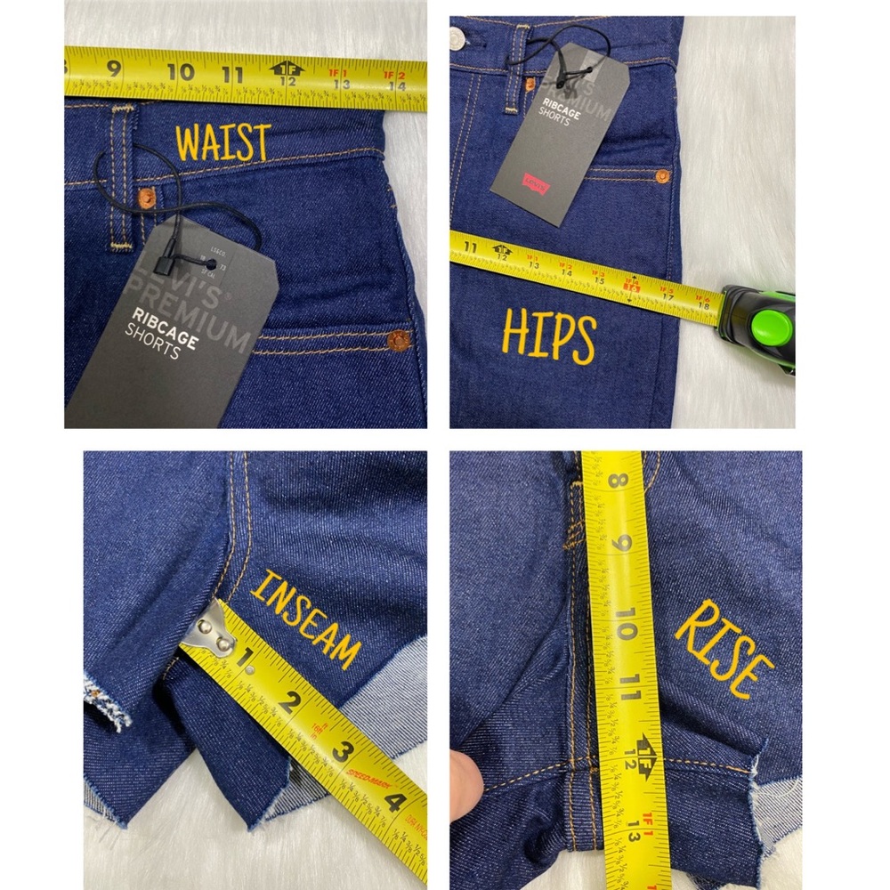 Levis Jean Shorts Cutoffs Fringe Distressed Denim - Picture 12 of 13